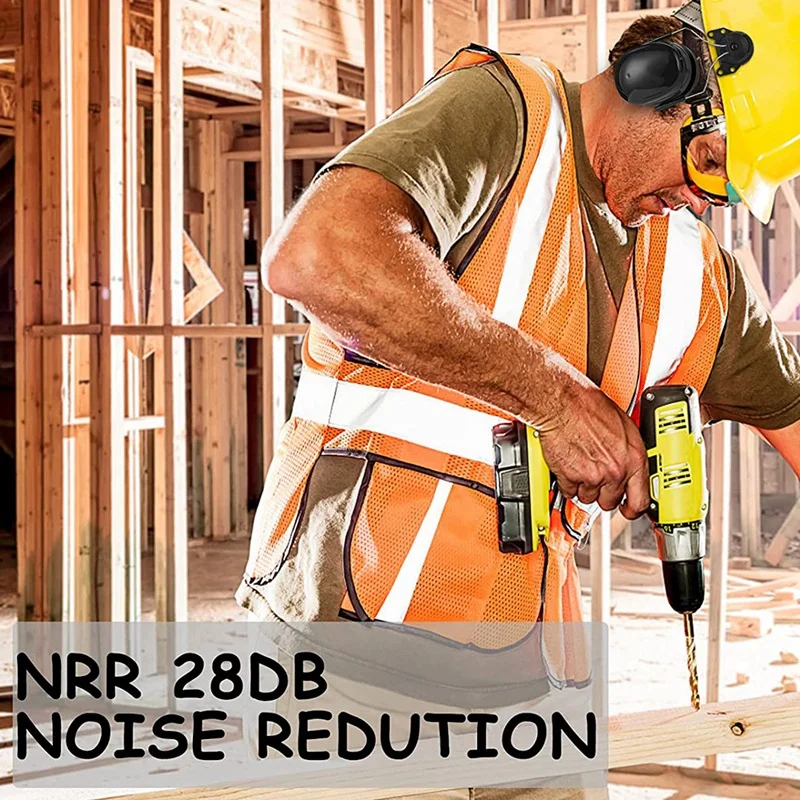 Cap-Mounted Ear Muff, NRR 22DB Adjustable Hard Hat Ear Muffs, Comfortable Cap Mounted Hearing Protection