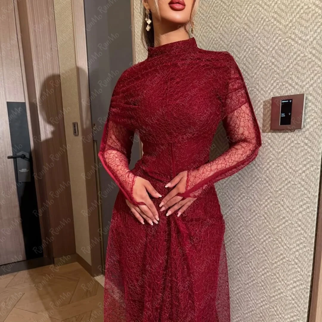 فساتين سهرة من Ranmo Vestidos De Festa Dubai 2025 فساتين حفلات أنيقة بحورية البحر كلاريت للسيدات من الدانتيل للحفلات الراقصة