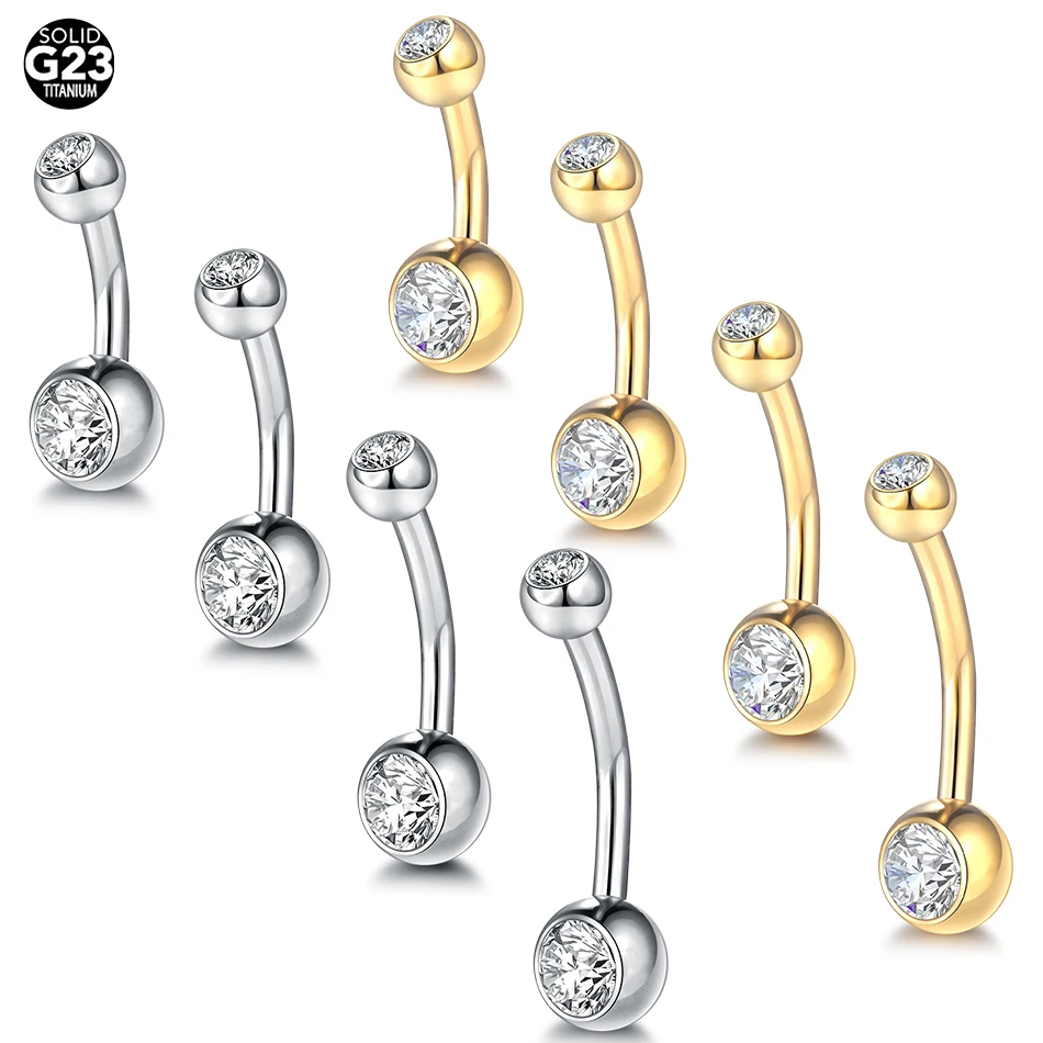 1PC Titanium Piercings Belly Button Rings 14G Crystal Navel Barbell Sexy Belly Piercing Jewelry CZ Belly Ring Piercings Ombligo images - 6