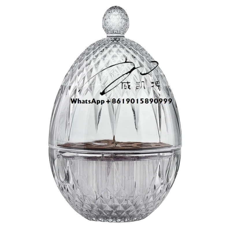 

Double Tiers Diamond Design Egg Shape Flatware Organizer Box Kitchen Utensil Cutlery Holder with Glass Storage Standing Type