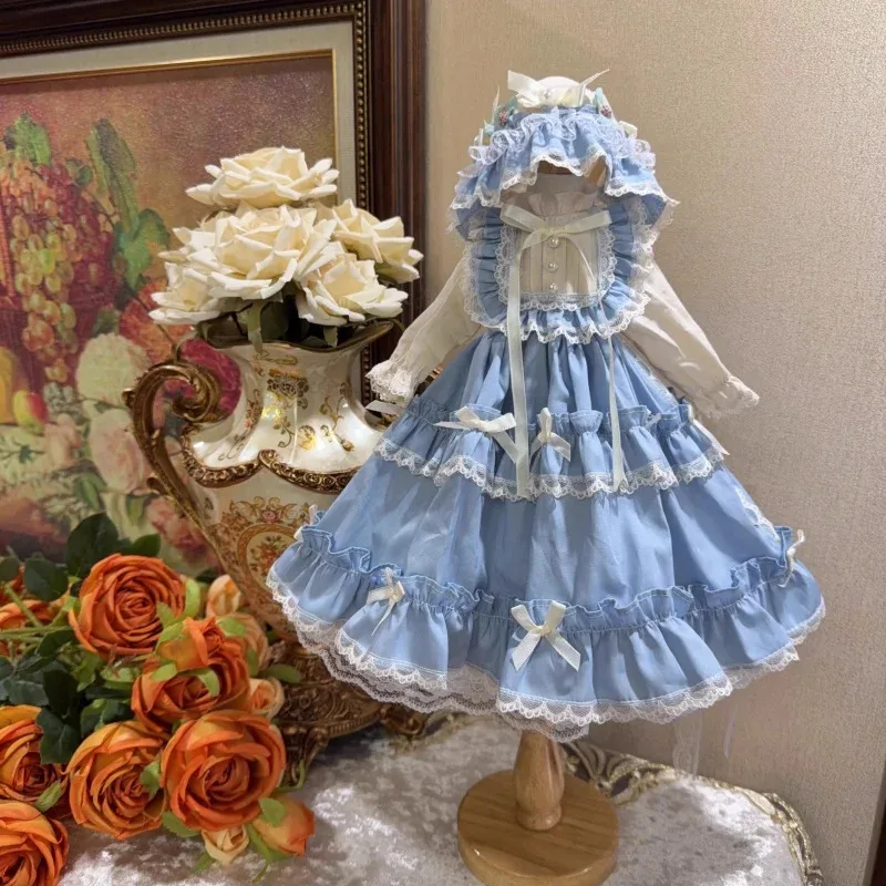 

Одежда для кукол BJD подходит для кукол размера 1/3, 1/4, 1/6 Blythe: платье с длинными рукавами, кружевом и бантом, длинная юбка, аксессуары для кукол.