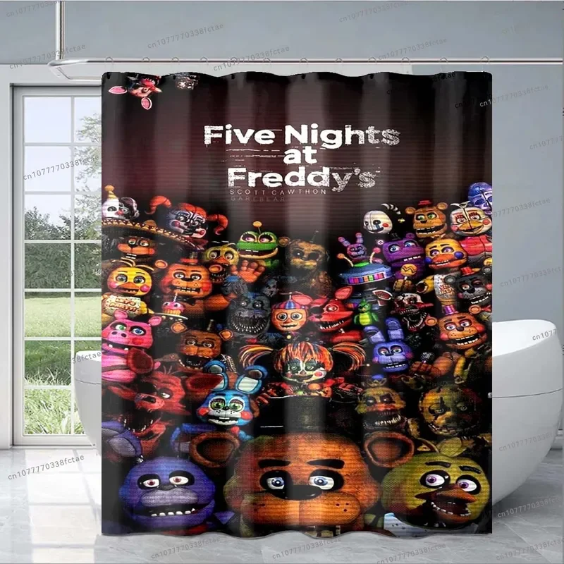 FNAF Horror Game Cartoon Shower Curtain Freddy Design Pattern Shower Curtain Adult Children Bathroom Decoration Birthday Gift