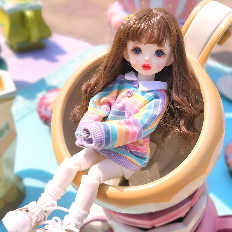 

Детская одежда Xiaomi Monst BJD 6 очков, свитер в радужную полоску, Топ с длинным рукавом 1 / 6 yosd, детская одежда больших 6 очков