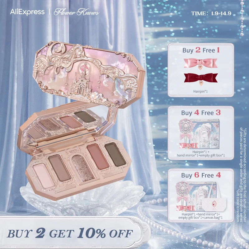 

Flower Knows Moonlight Mermaid Series Jewelry Eyeshadow Palette Five-Color 6.3g