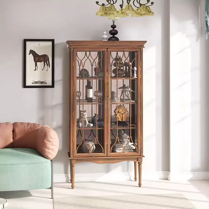 

Витрина из массива дерева, стеклянный книжный шкаф, винный шкаф для гостиной в стиле легкой роскоши, высококачественный винный шкаф.