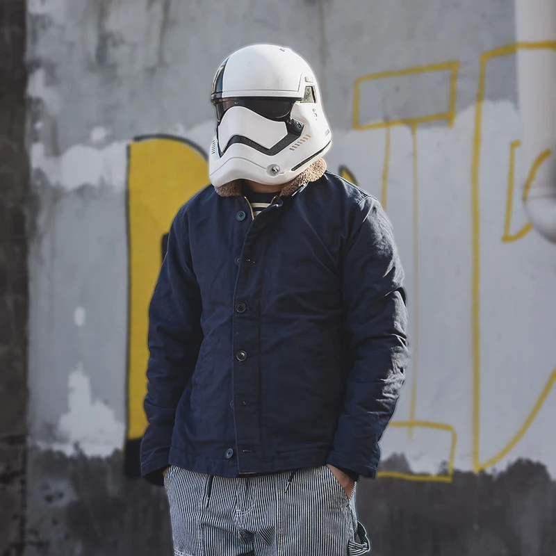 

Men's Winter Warmth Thiened Lamb Velvet Jaet USN De USN Naval Sle Non Sto Youth Faion Stand Fit Cotton Coat