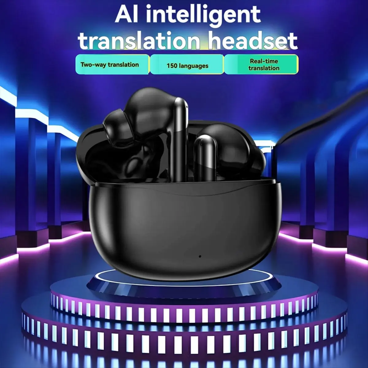 DT81 AI TWS Bluetooth 5.4 Earphones AI Instant Translation Headphones Intelligent Voice Assistant Sport Earbuds White