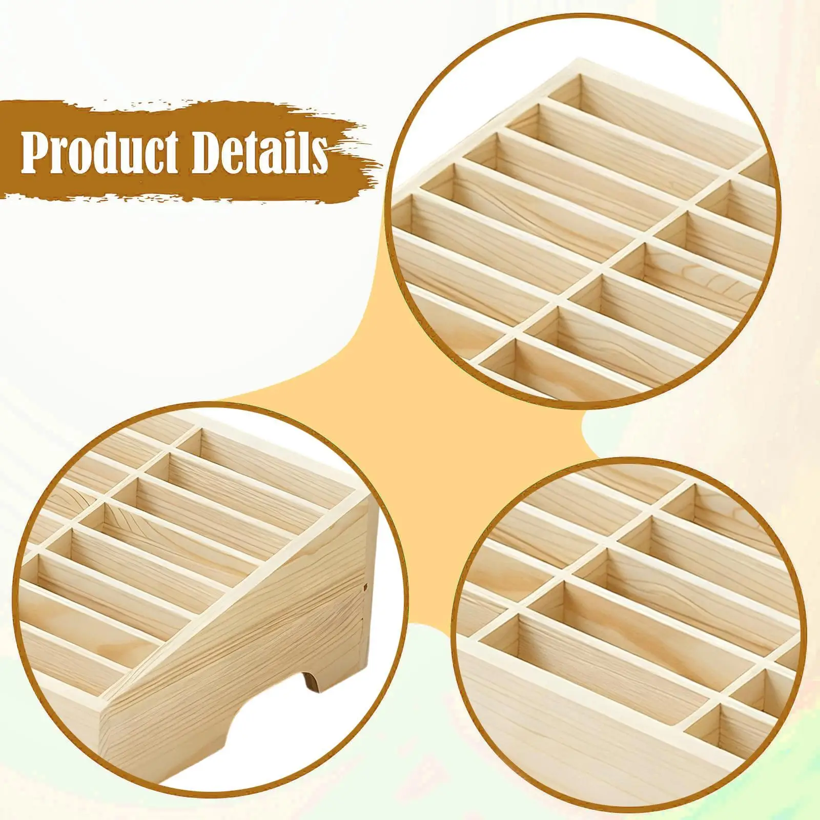 Desktop Organizer Wooden Smartphone Storage Box 24 Slot Cell Phone Holder Tablet Organizer for Office Classroom Use