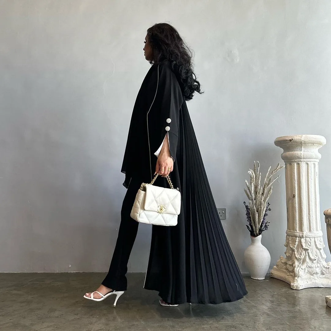 Modest Abaya with Lapel Collar for Women, Monochrome, Long Sleeve, Elegant Muslim Robe, Islamic Clothing, Ramadan Caftan, MQ081