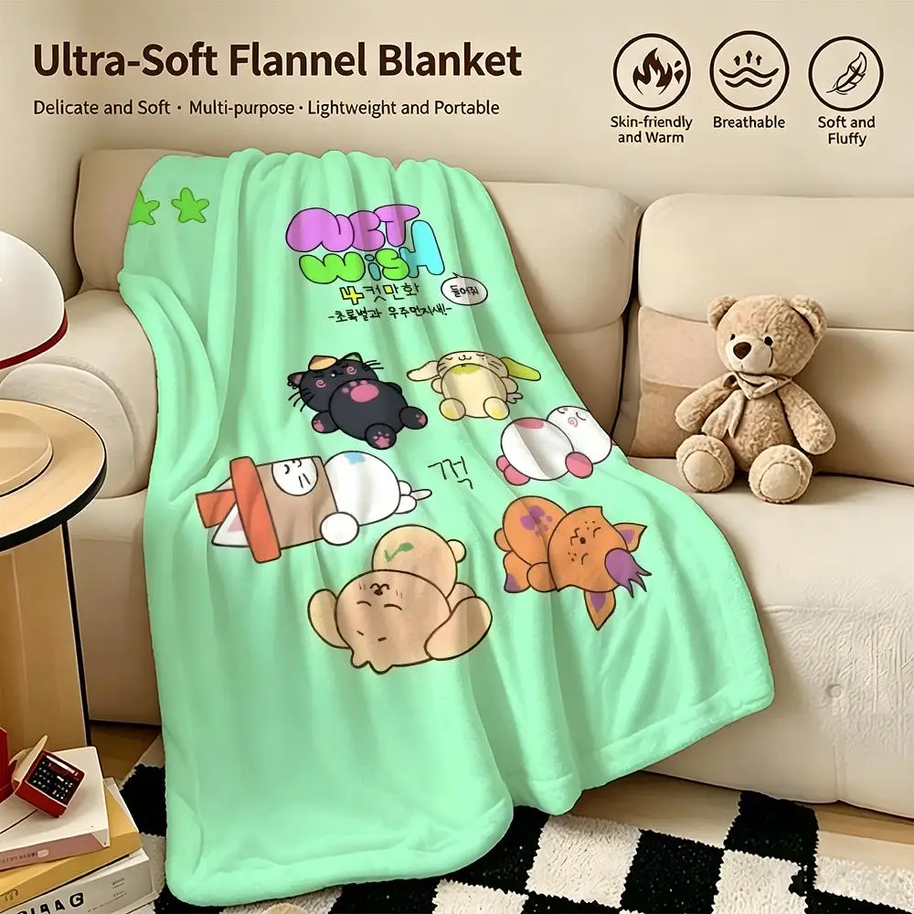 Idol N-NCT Wish-H Throw Warm Soft Flannel Blanket, Multi-use for Sofa Bed Camping Travel Nap