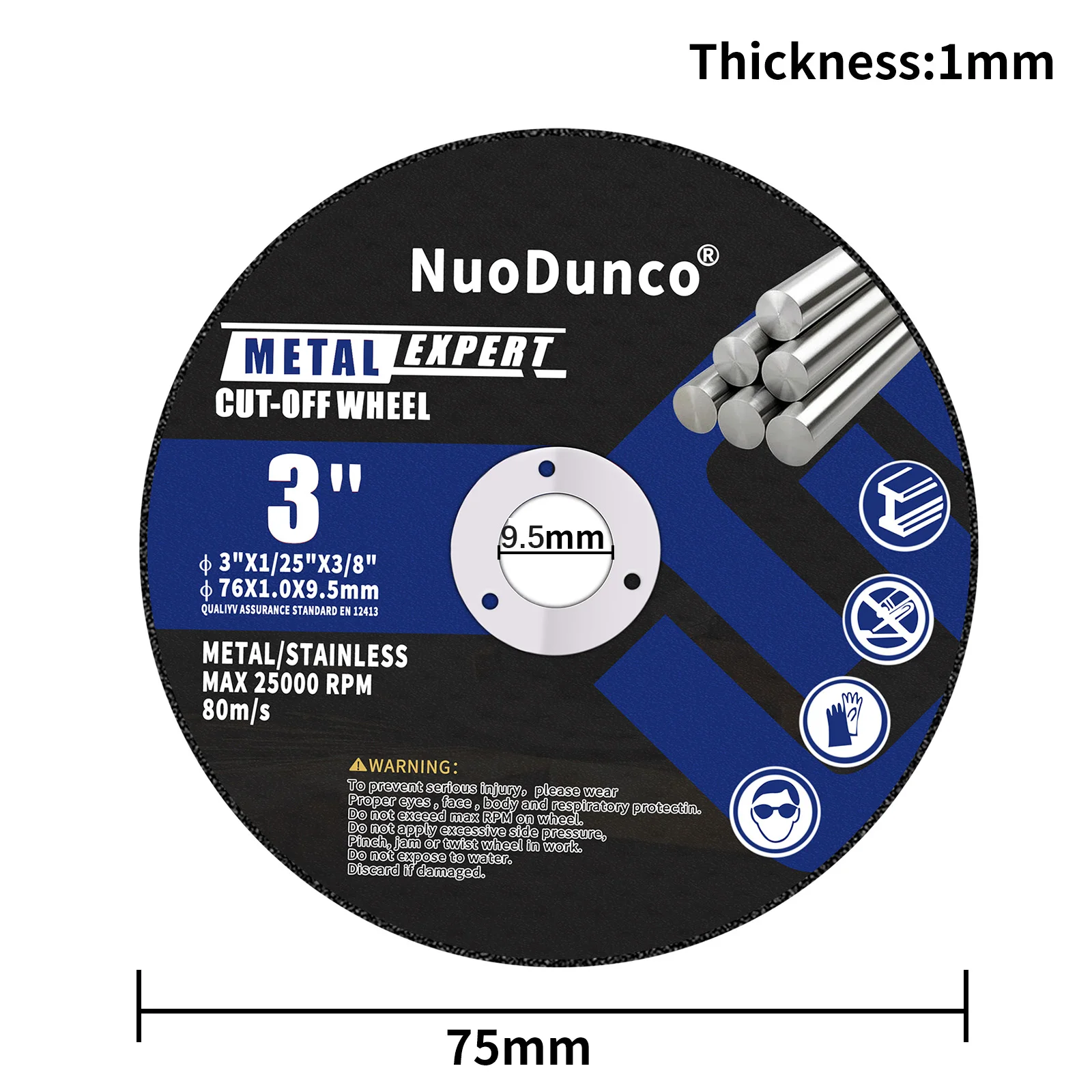 Disco de corte de Metal de 10 piezas, 75mm, muela de resina, Mini hoja de sierra Circular para Metal, acero inoxidable, espesor de corte de 1-1,6mm