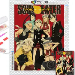 Klasyczny Soul Eater obraz diamentowy Anime Vintage Art diamentowy obraz mozaika krzyż zestaw do szycia 5D DID rękodzieło do domu