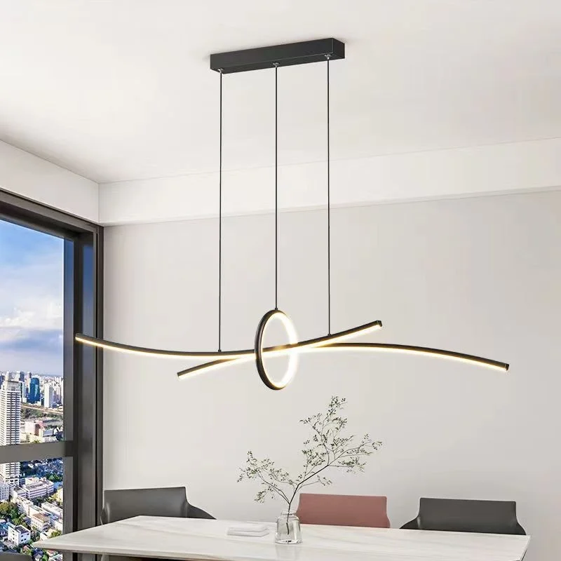 

Modern minimalist LED strip pendant light for dining room dining table bedroom bar counter hanging lamp indoor lighting fixtures