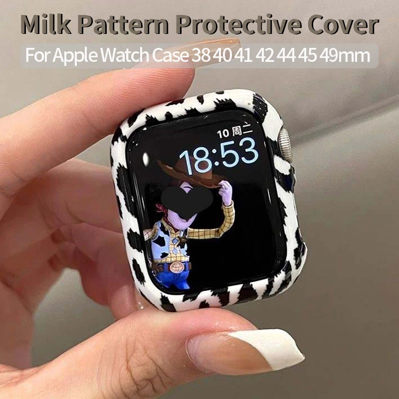 Leopard Print Cover for Apple Watch Case 45mm 44mm 41mm 42mm 40 38 49 Screen Protector for Iwatch Serie10 9 8 7 6 SE Accessories