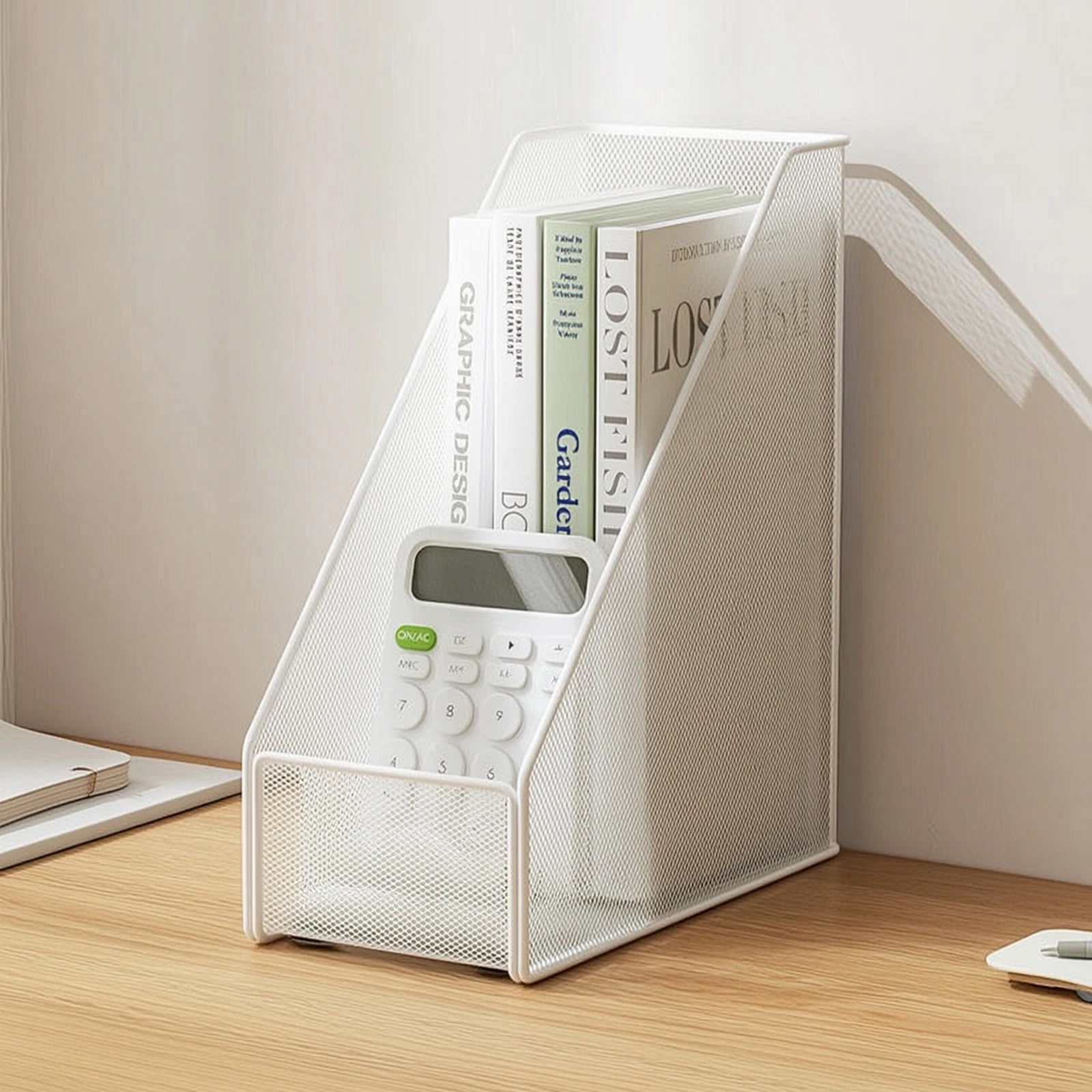 Magazine Holder with Front Compartment Metal Mesh File Holder Desktop File Organizer Space-Saving Long-Lasting for Professionals