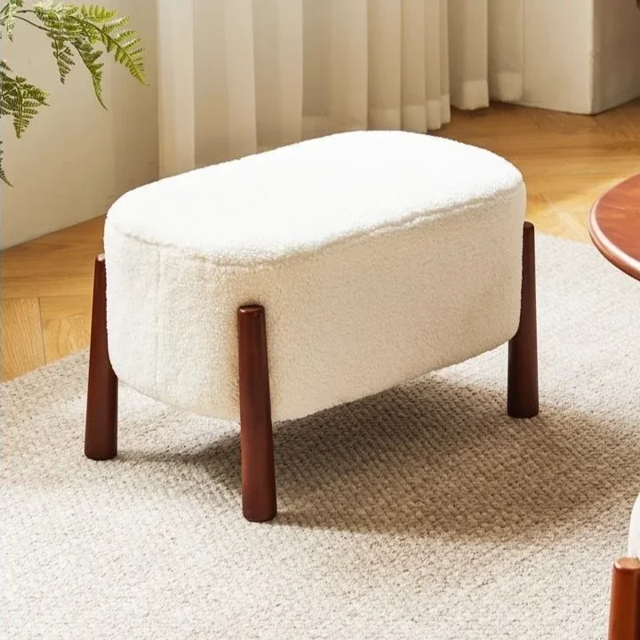 

Z Solid Wood Sofa Stool Home Low Leisure Oval Living Room Cushion Footstool Children Stool Soft Bag Shoe Changing Стулья Для Кух