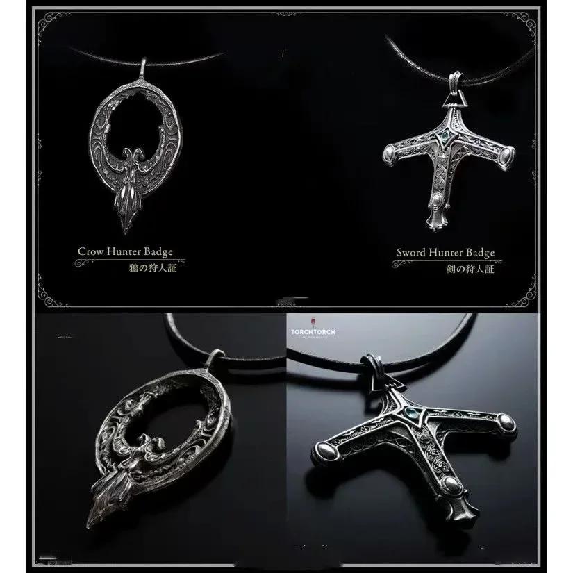 2026 Bean Torpedo Torch Blood Curse Crow Hunter's Card Rapier Hunter Badge Necklace Pendants
