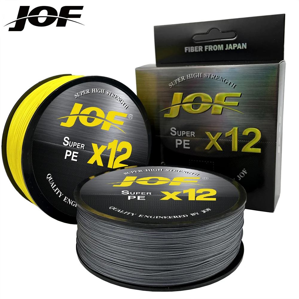 JOF X12 Upgrade Braided Fishing Line 500M  25LB-92LB High Stength PE Lines Abrasion Resistant Multifilament Green Yellow Grey