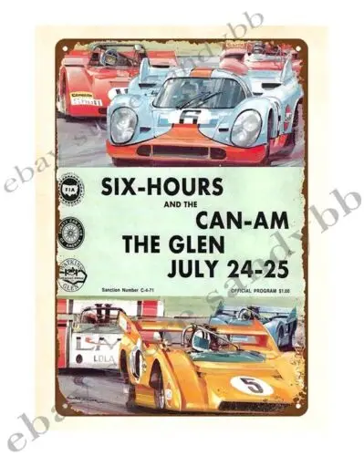 1pcs 1971 Watkins Glen Can-Am CAR RACE metal tin sign unframed art prints for sale