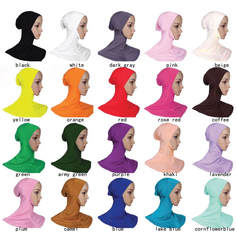 Muslim Arab Women Solid Color Modal Hijab Inner Scarf Shawl Ethnic Turban Islamic Lady Nun Sister Close Chain Hat Headcover