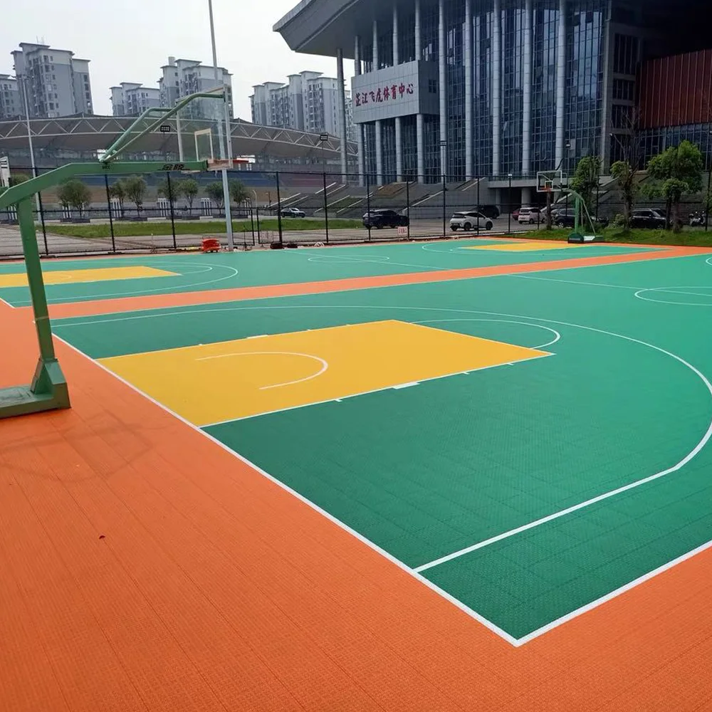 Beable Interlocking Floor Tiles for Multi-Purpose Sports, Easy to Install, Basketball Court Ground with Lines and LOGO