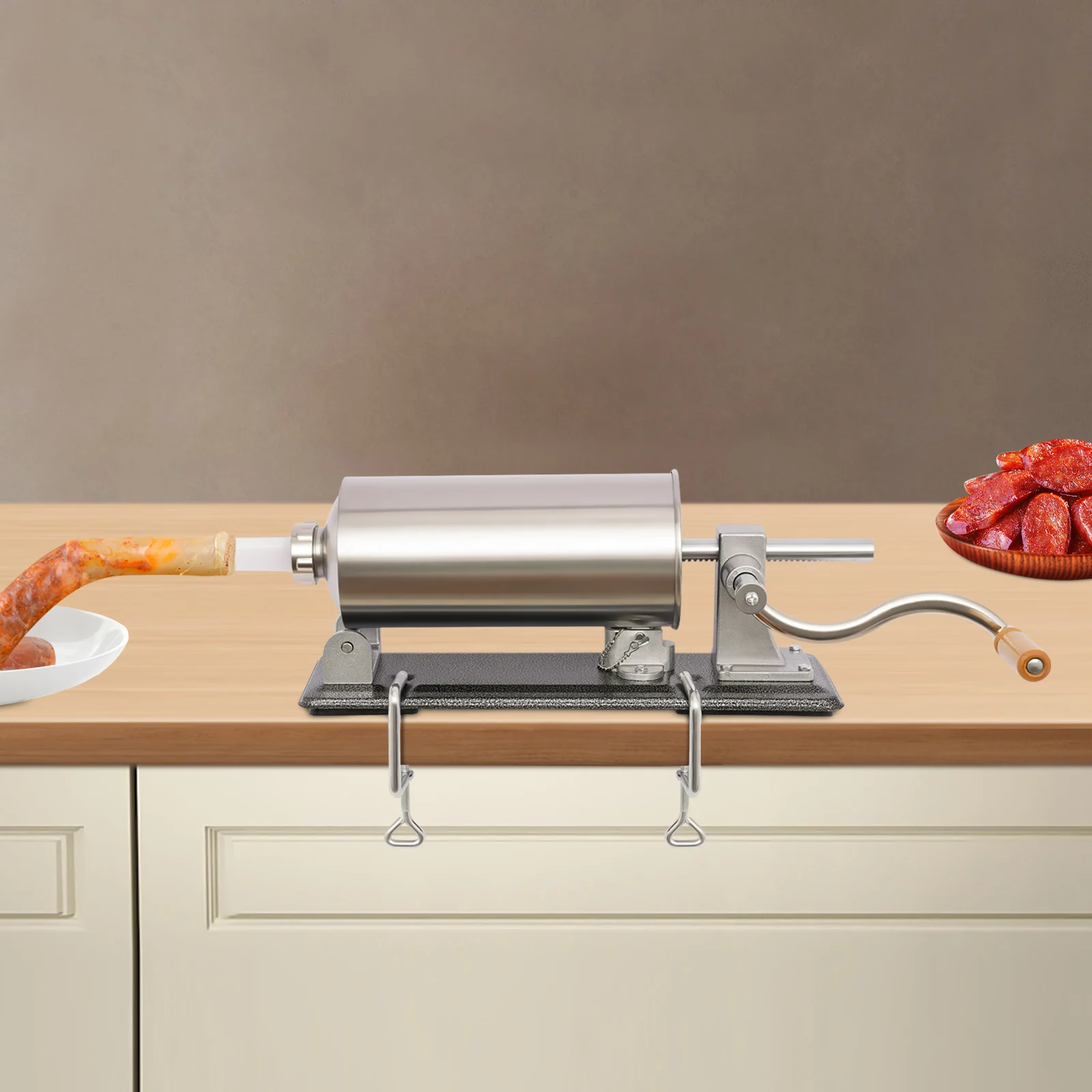 

4L Manual Sausage Stuffer Stainless Steel Meat Filling Machine Hot Dog Maker Food Processor for Restaurant Canteen Workshop