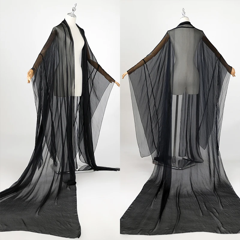 النمط الصيني القديم Hanfu الجنية زائدة طويلة تول الشيفون Hanfu معطف أنيق كبير الأكمام الرقص مرحلة الأداء زي