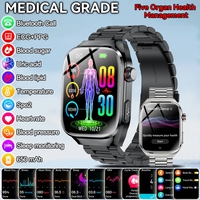 2024 New Uric Acid Blood Sugar Blood Fat Health Monitoring Smart Watch Men Heart rate Bluetooth Call Smart Watchs For HUAWEI IOS