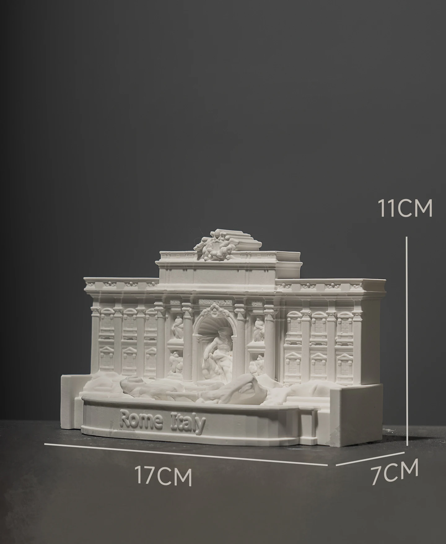 Trevi Fountain, a miniature landscape of a famous building in Rome, Italy, made of plaster/cement.