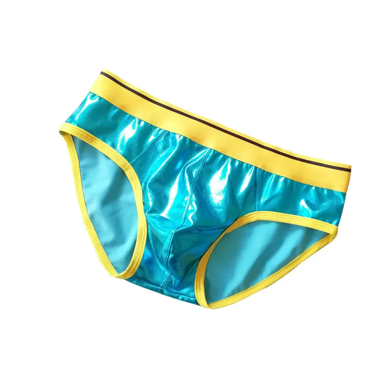 Sexy cueca masculina de couro de patente shinning briefs jockstrap estiramento sissy bolsa cueca briefs masculino moda comforty