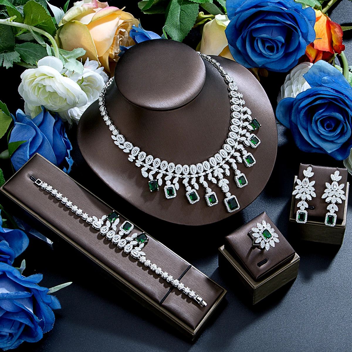 قلادة عصرية، مجوهرات رائعة، مجموعة من أربع قطع، تصميم مبتكر، الخيار الأفضل لإكسسوارات الحفلات #2