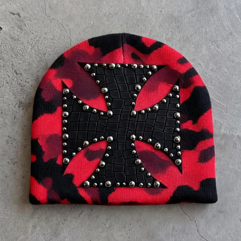 Nouvelle collection Automne 2026 : Chapeau à rivets croisés style Gothique Décadent Rock Harajuku Y2K Punk, Tendance Streetwear Hip-hop Décontractée, Accessoire de mode quotidien