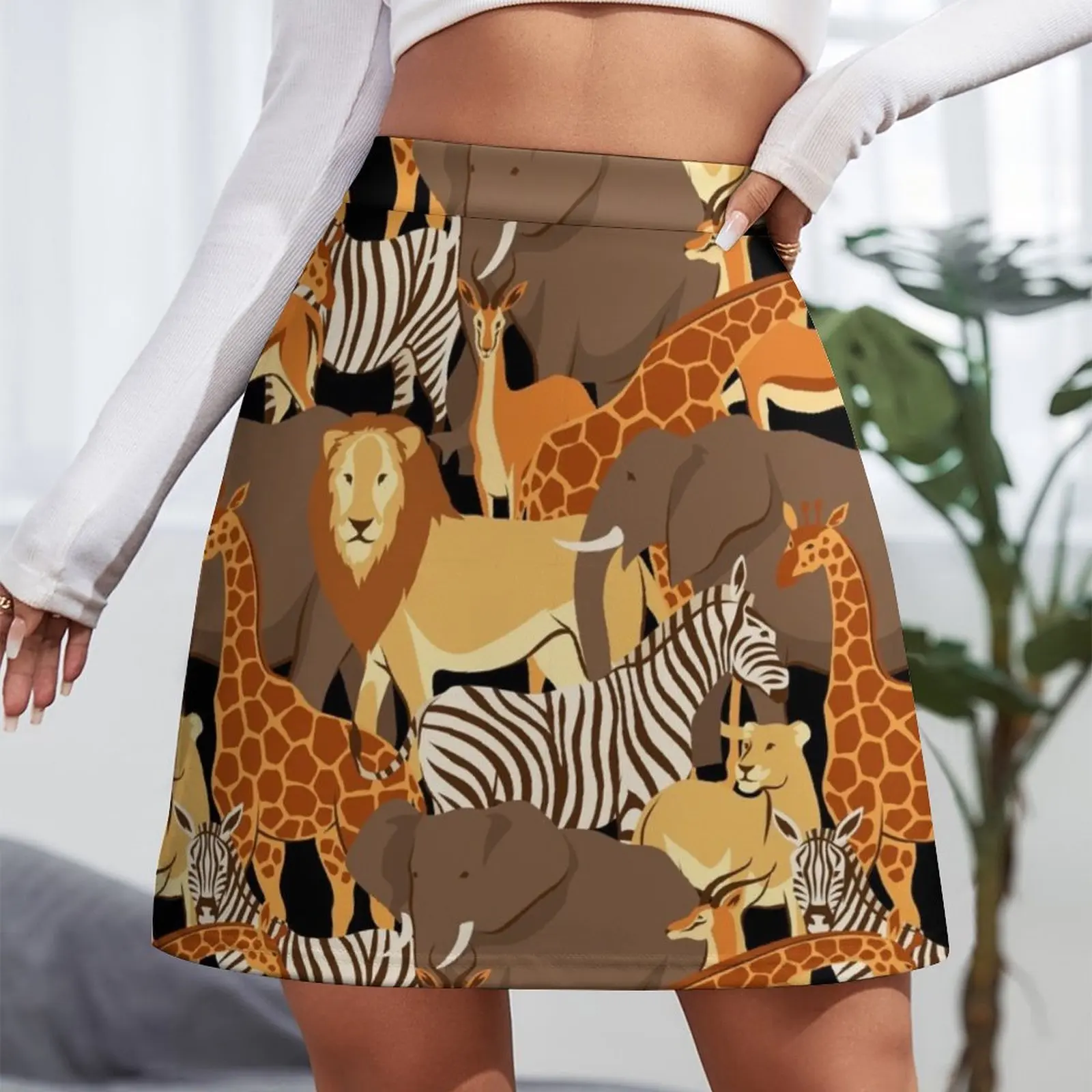 Safari, Giraffe, zebra, elephant, animal print Mini Skirt Female dress skirts for woman Skirt pants