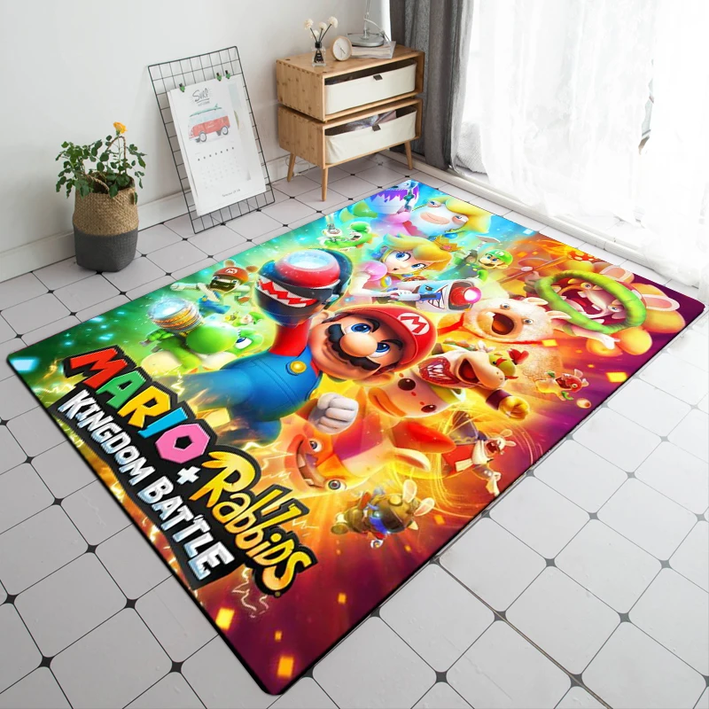 Super Mario Game Printed Large Area Rug Carpets for Home Living Room Bedroom Sofa Picnic Camp Kids Doormat Decor Crawling Carpet