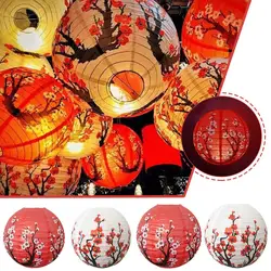 30cm Plum Blossom Round Paper Lantern Lamp Chinese Oriental Style Spring Festival Restaurant Wedding Home Decor Gifts