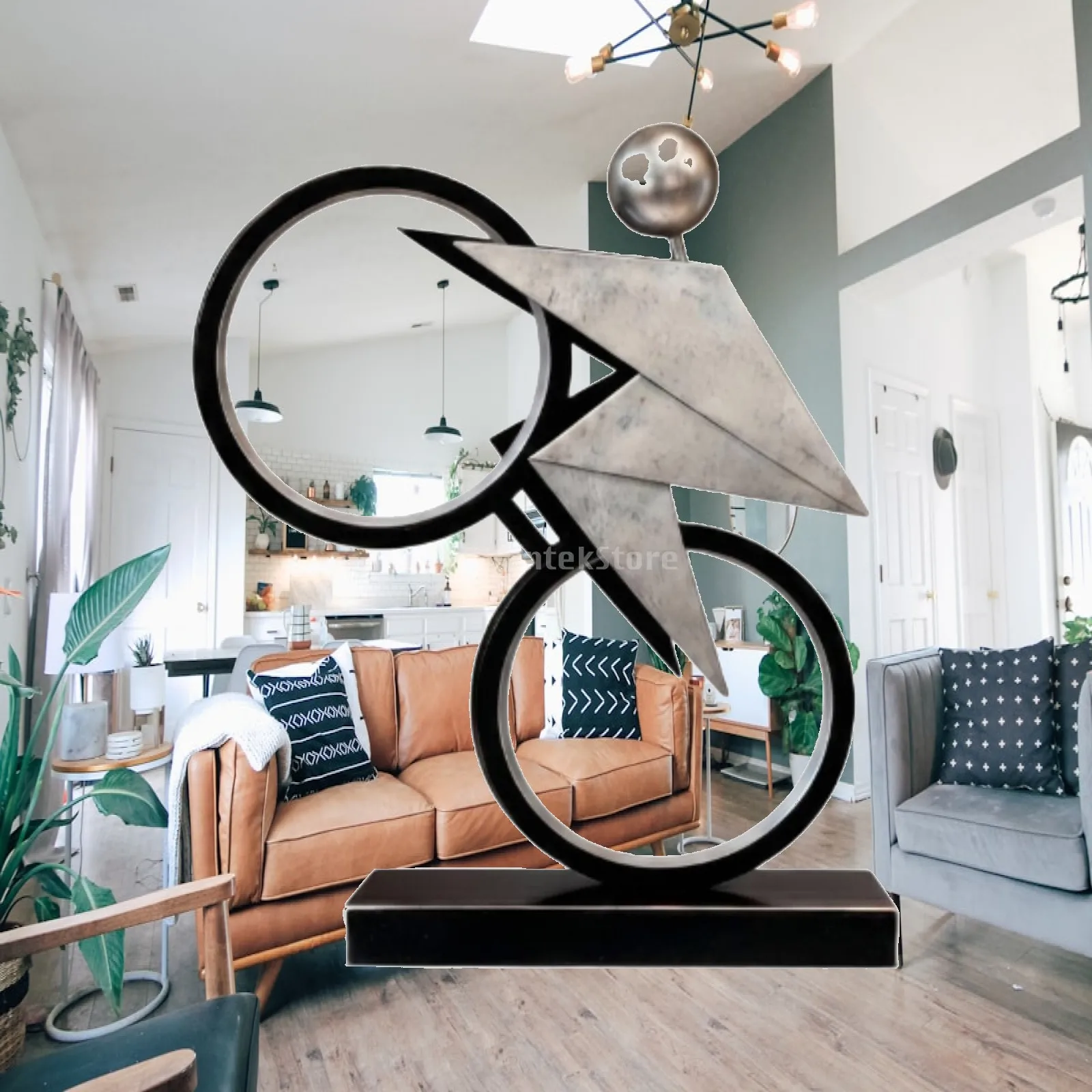 Abstract Bike Statue Minimalist Design Modern Art Bike Statue for Office