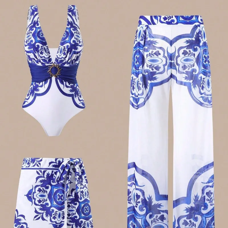 2026 New Fashion Sexy Swimwear Three-piece Jumpsuit Set Push Up Bathing Suit Vacation Beach Micro Swimwear Female Clothing