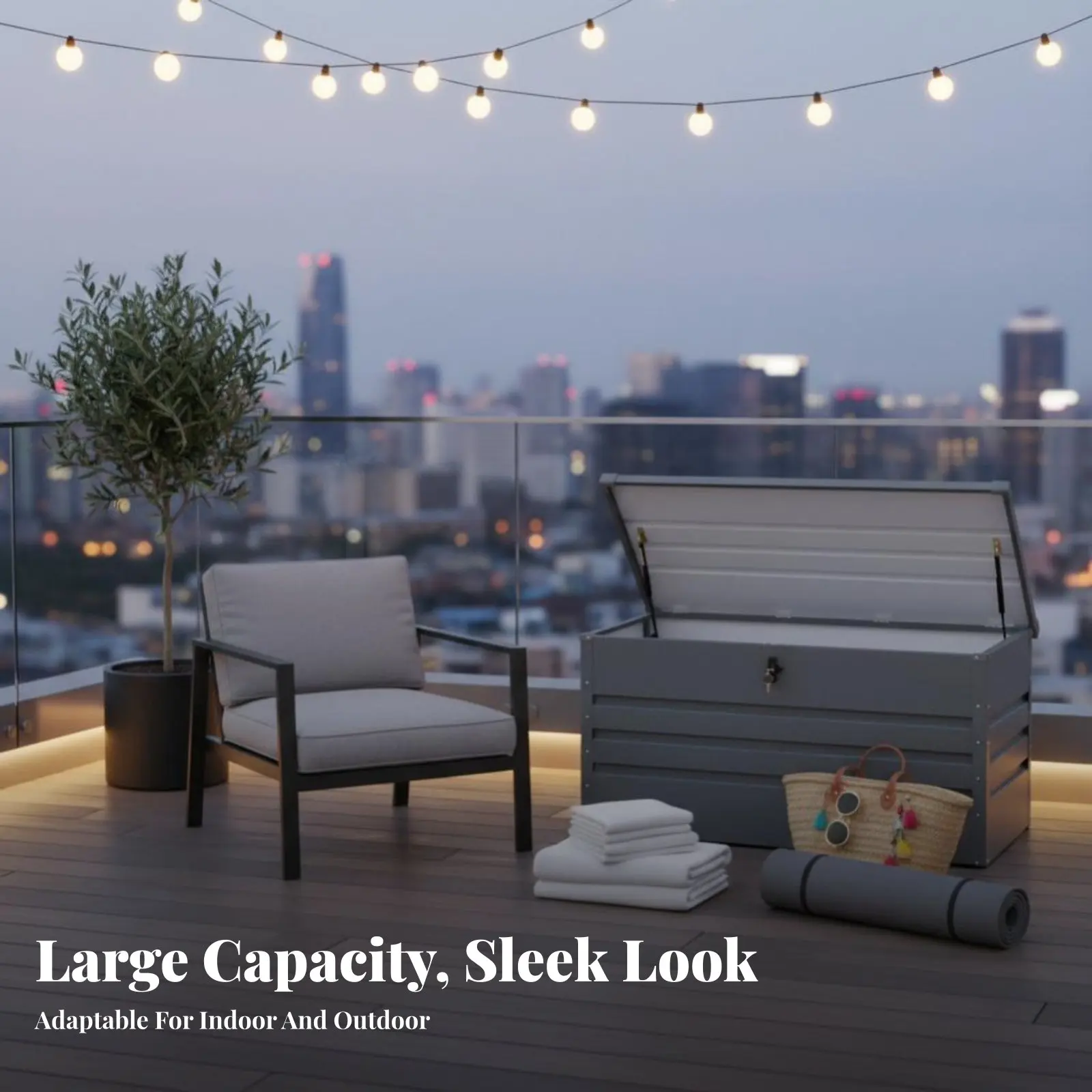 

Garden Storage Bench Large Capacity Outdoor Storage Chest Weather-Resistant Easyraise Lid for Gardeners, Homeowners, Courtyard