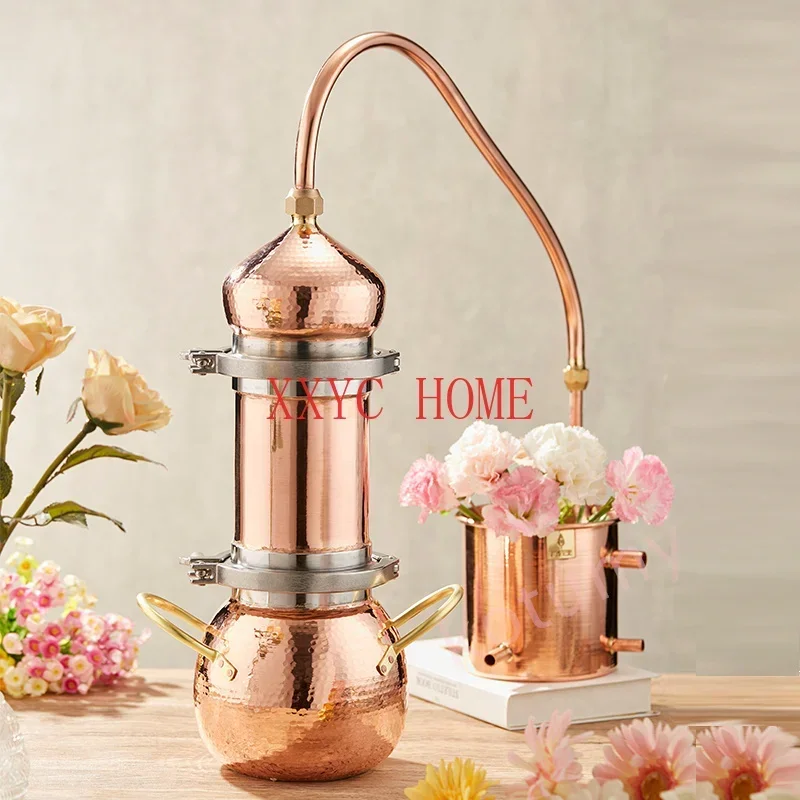 Red Copper Essential Oil Distiller Pure Dew Distillation Machine Household Small Distillator Retro Pure Red Copper Brandy