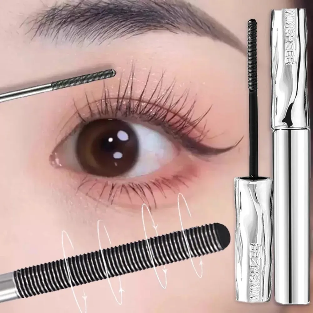 Steel Tube Mascara Waterproof, Lengthening Volumizing Curling Mascara, Long Lasting Smudge-Proof Quick Dry Thick Lash Makeup