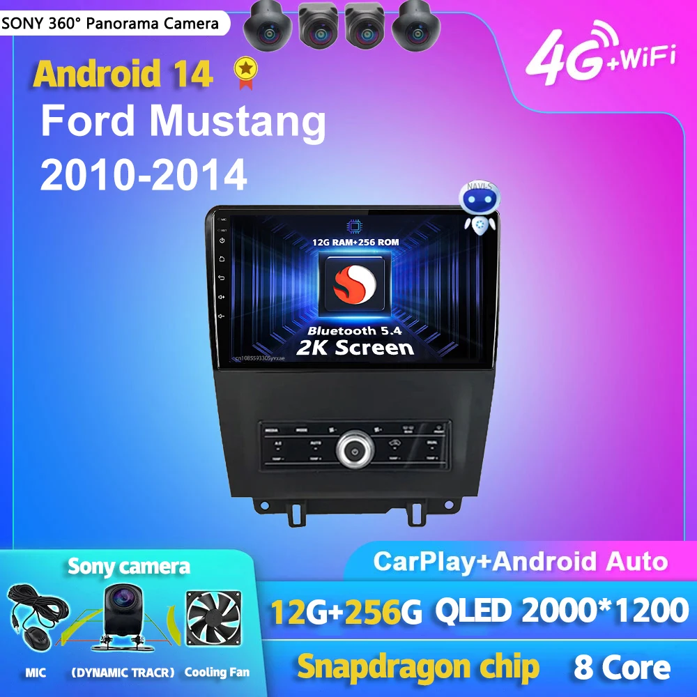 

Android 14 Carplay Auto 2K экран автомобильный радиоприемник мультимедийный плеер для Ford Mustang 2010-2014 авторадио GPS стерео 2din головное устройство