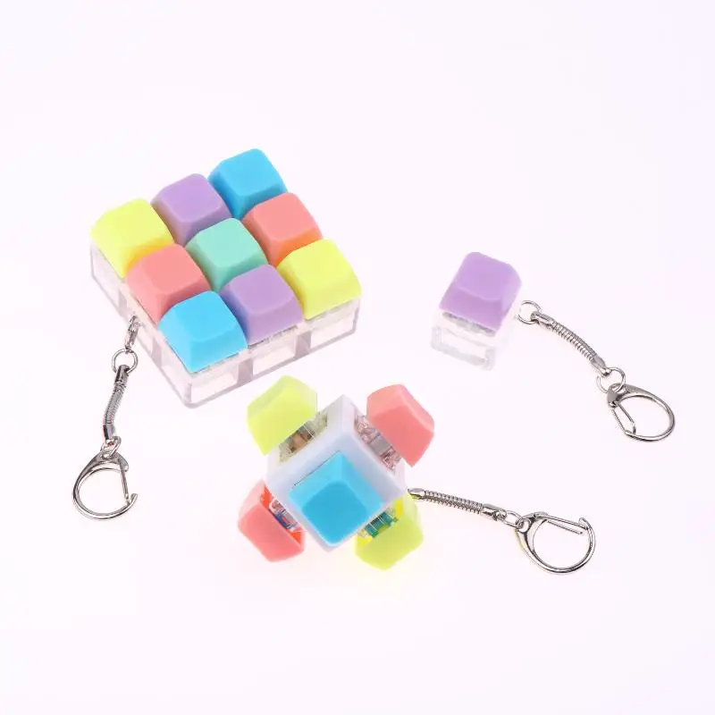 Colorful Keyboard Fidget Toys For Adult Kid 1-9‑button Pastel Keyboard Clicker Keychain For Work Stress Relief Anxiety{no light}