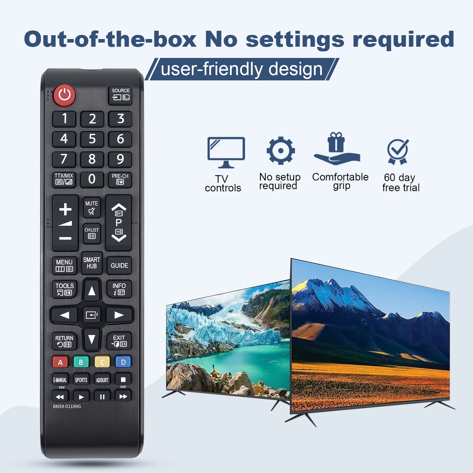 Mando a Distancia BN59-01199G, Control Remoto Para Samsung TV, Bn59-01199F Bn 5901199 Q Bn59-01301A Bn59-01199K Aa59-00799A