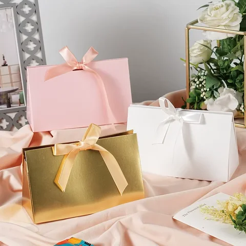 50pcs new high-end foldable candy box wedding candy box gift box birthday gift box party blessing mystery box custom logo
