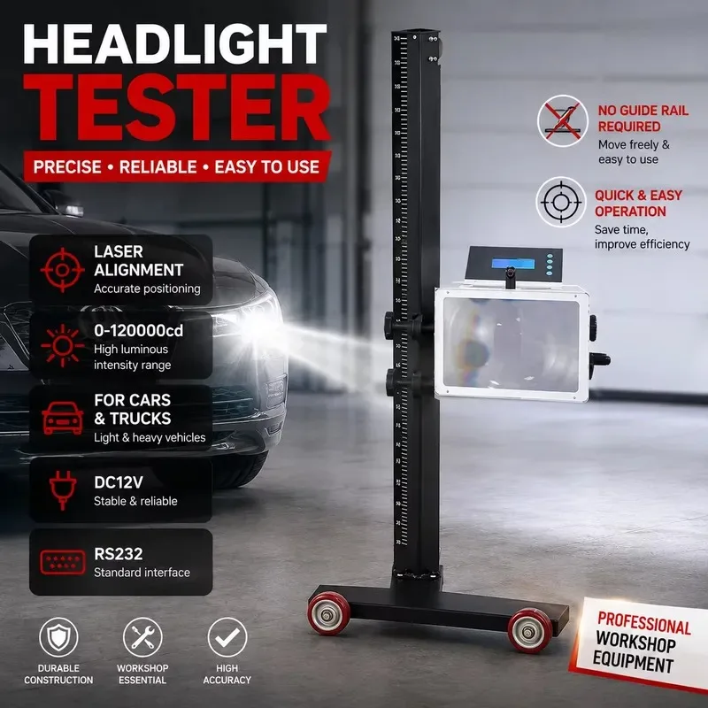 Hot Sale Automotive Headlamp Beam Tester 0-120000cd Aiming Light Intensity Analyzer Auto Repair Shop Headlight