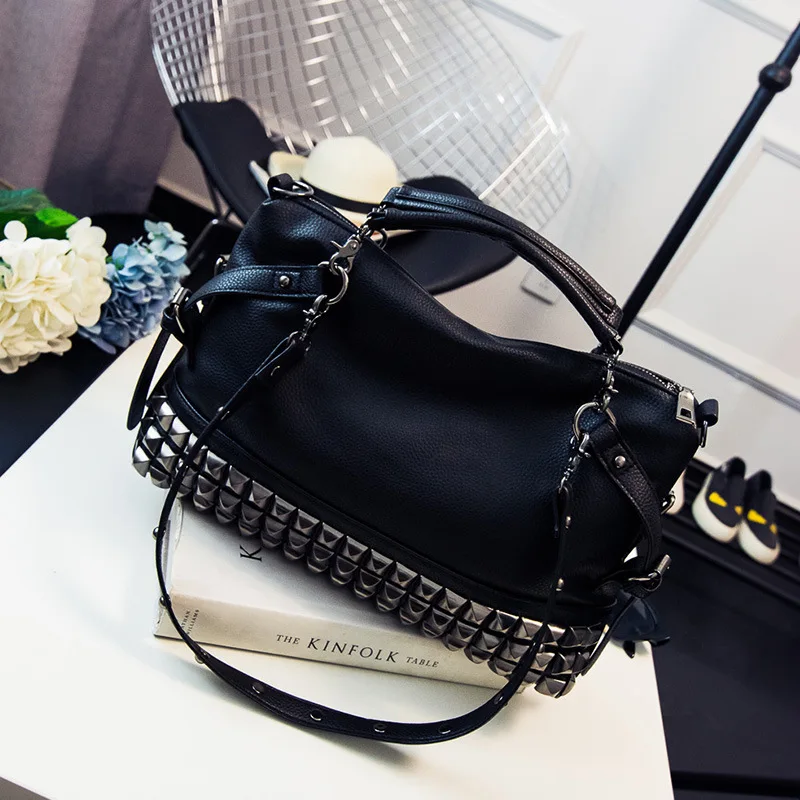 

Сумка SHELKSBAG, современная стильная большая вместительная сумка через плечо с заклепками и заклепками, сумка-мессенджер из искусственной кожи для женщин