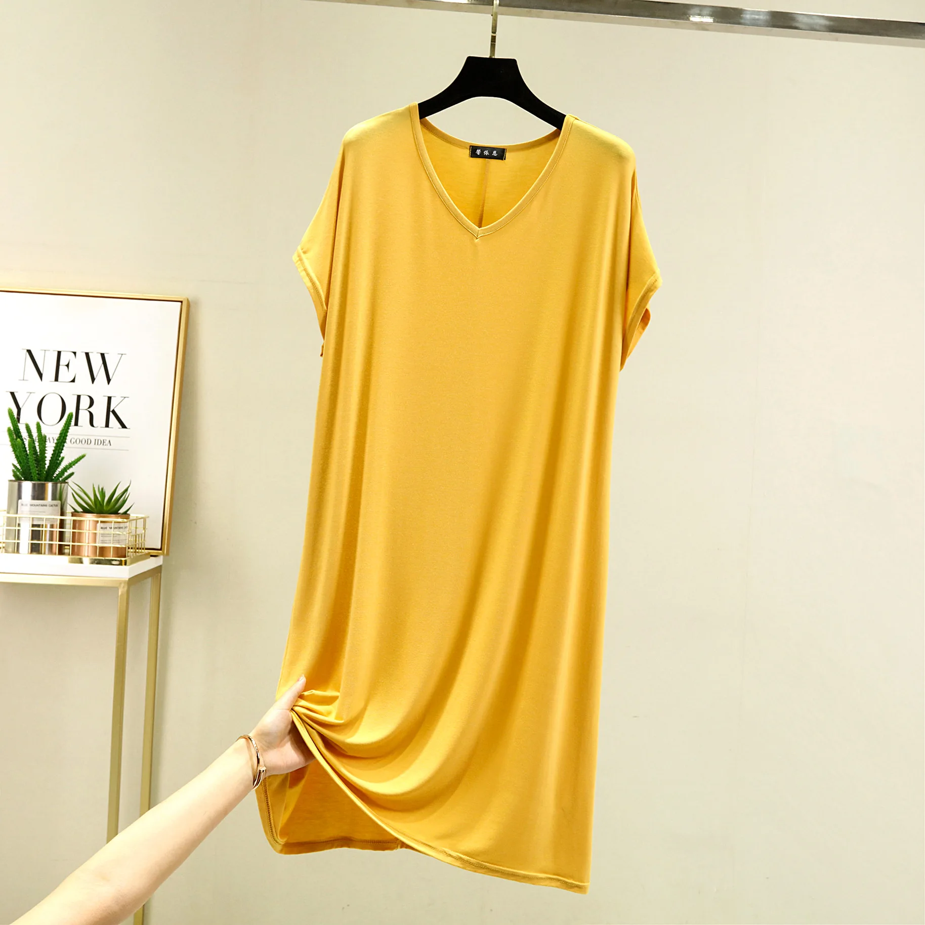 

Summer Women's Nightgowns For Sleeping Nightie Plus Size Homewear Night Dress Solid Colour Short Sleeve Sleepwear Nightdress