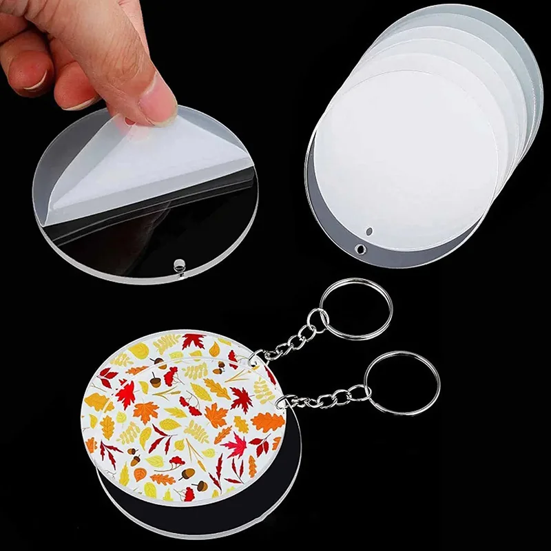 

50pcs Acrylic Transparent Discs Key Chains Clear Acrylic Keychain Blanks For DIY Projects and Crafts 2 Inch (Round)