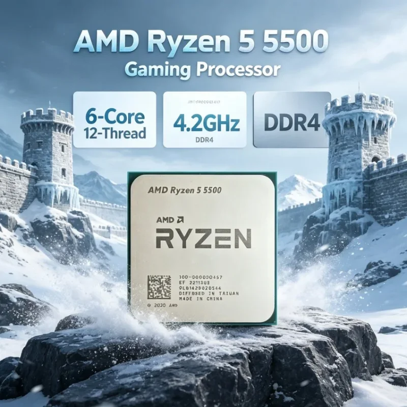 AMD Ryzen 5 R5 5500 Desktop CPU 6-Core 12-Thread 4.2GHz Boost 3.6GHz Base 16MB L3 7nm 65W Socket AM4 DDR4 Memory for Gaming