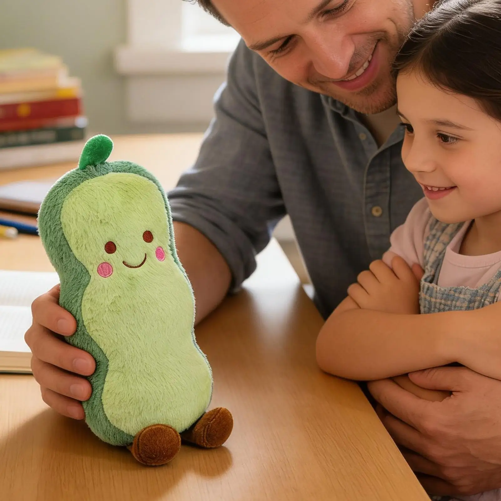 Pea Pod Plush Pillow Stuffed Toy Soft Cute Cartoon Decor for New Year Home Lounge Sofa Bed Floor Reading Relaxation Gift